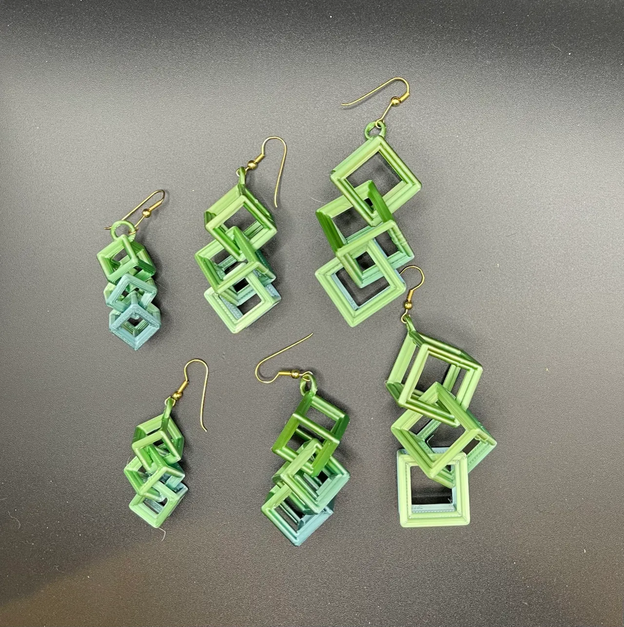 Thicker triple cube earrings view 2