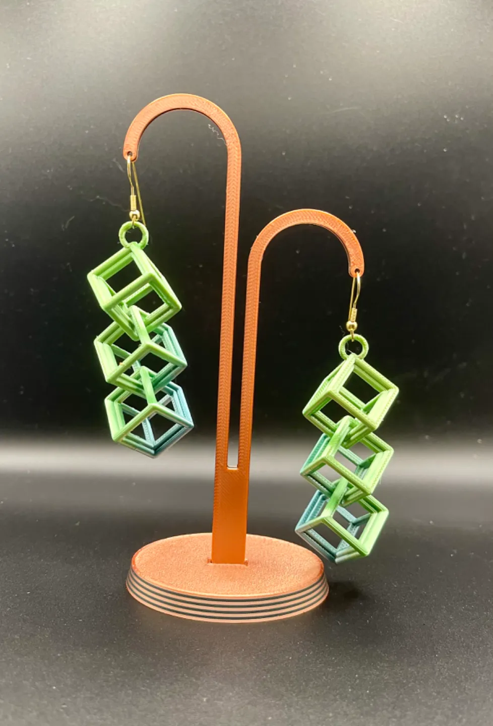 Thicker triple cube earrings view 4