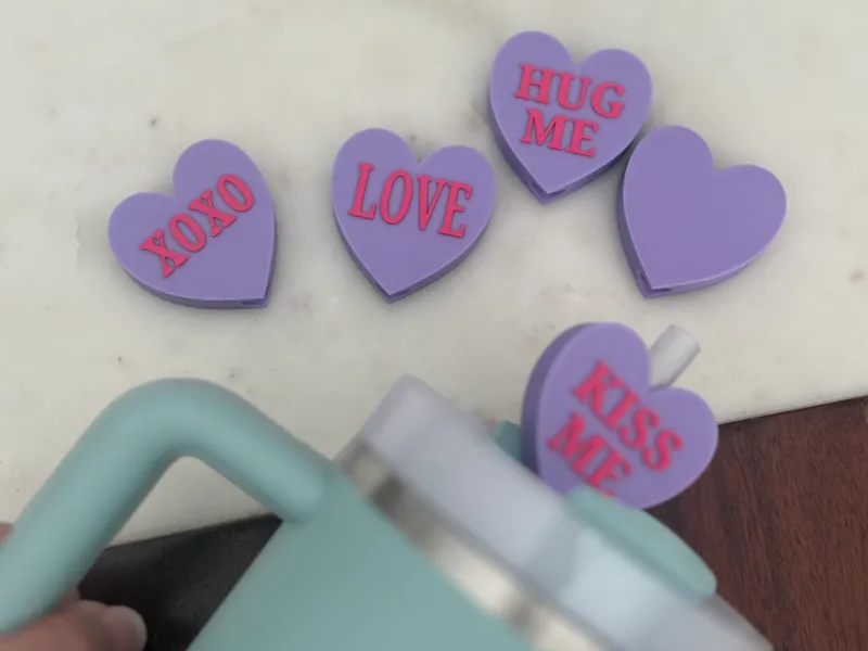 Personalized candy heart straw topper