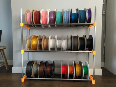 Filament rack from reused IKEA TJUSIG bars