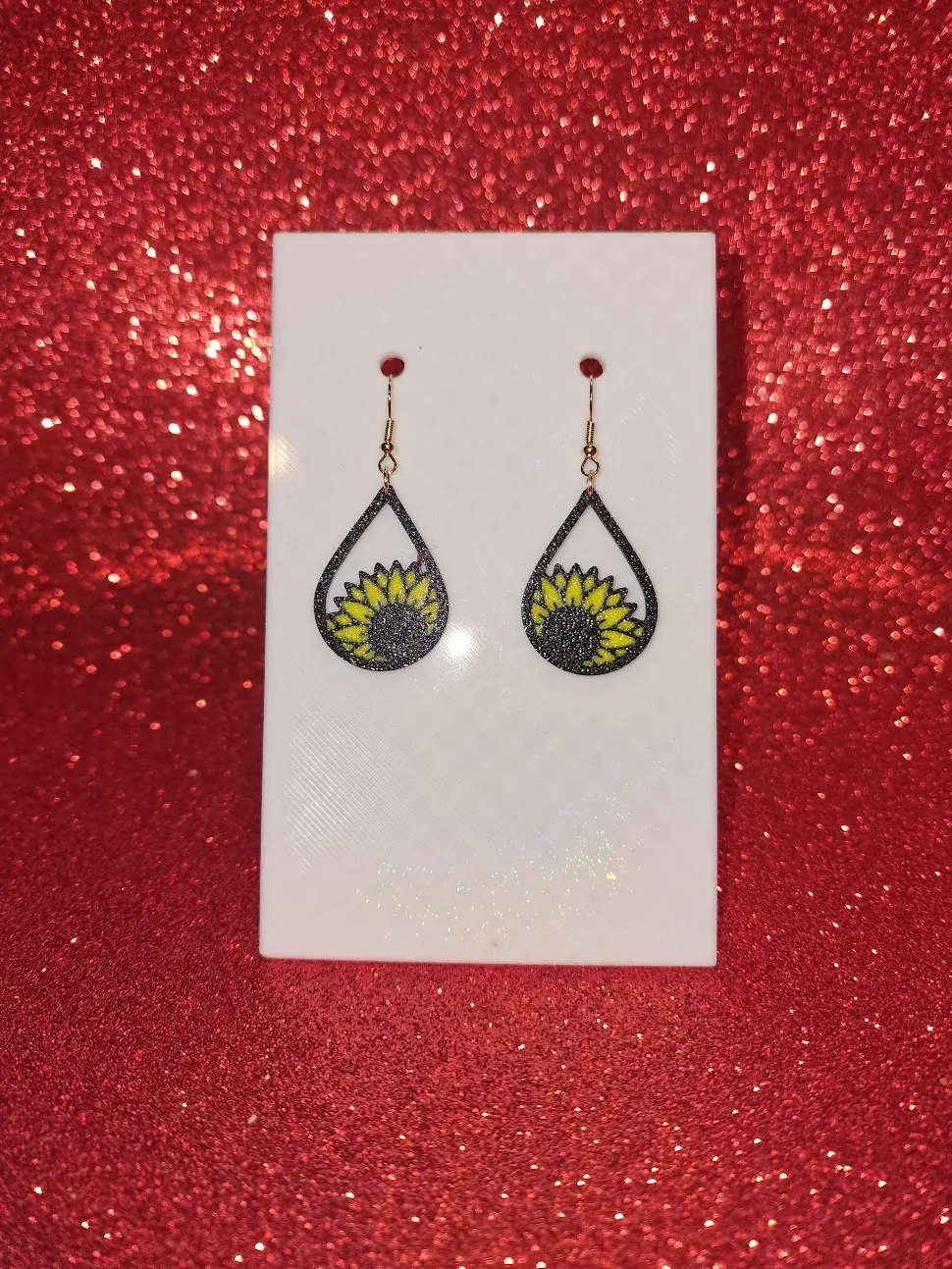 Sunflower in a drop earrings view 2