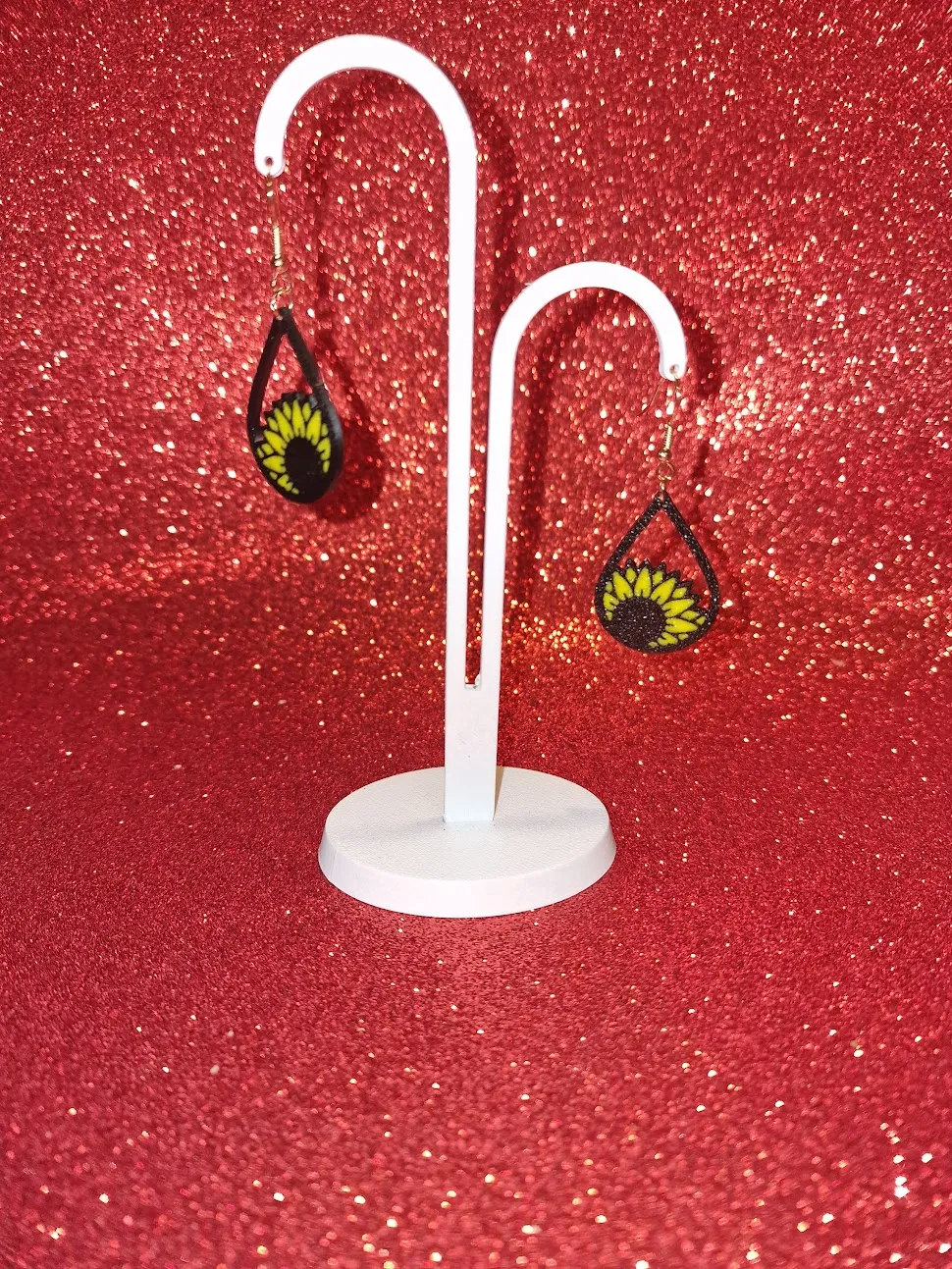 Sunflower in a drop earrings view 3