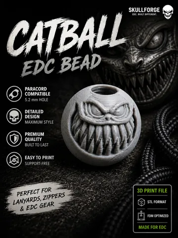 Adorno temático: Skull Forge theCatball – EDC Paracord Bead — vista de referencia 5