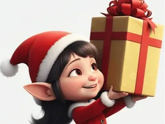 girl elf with gift