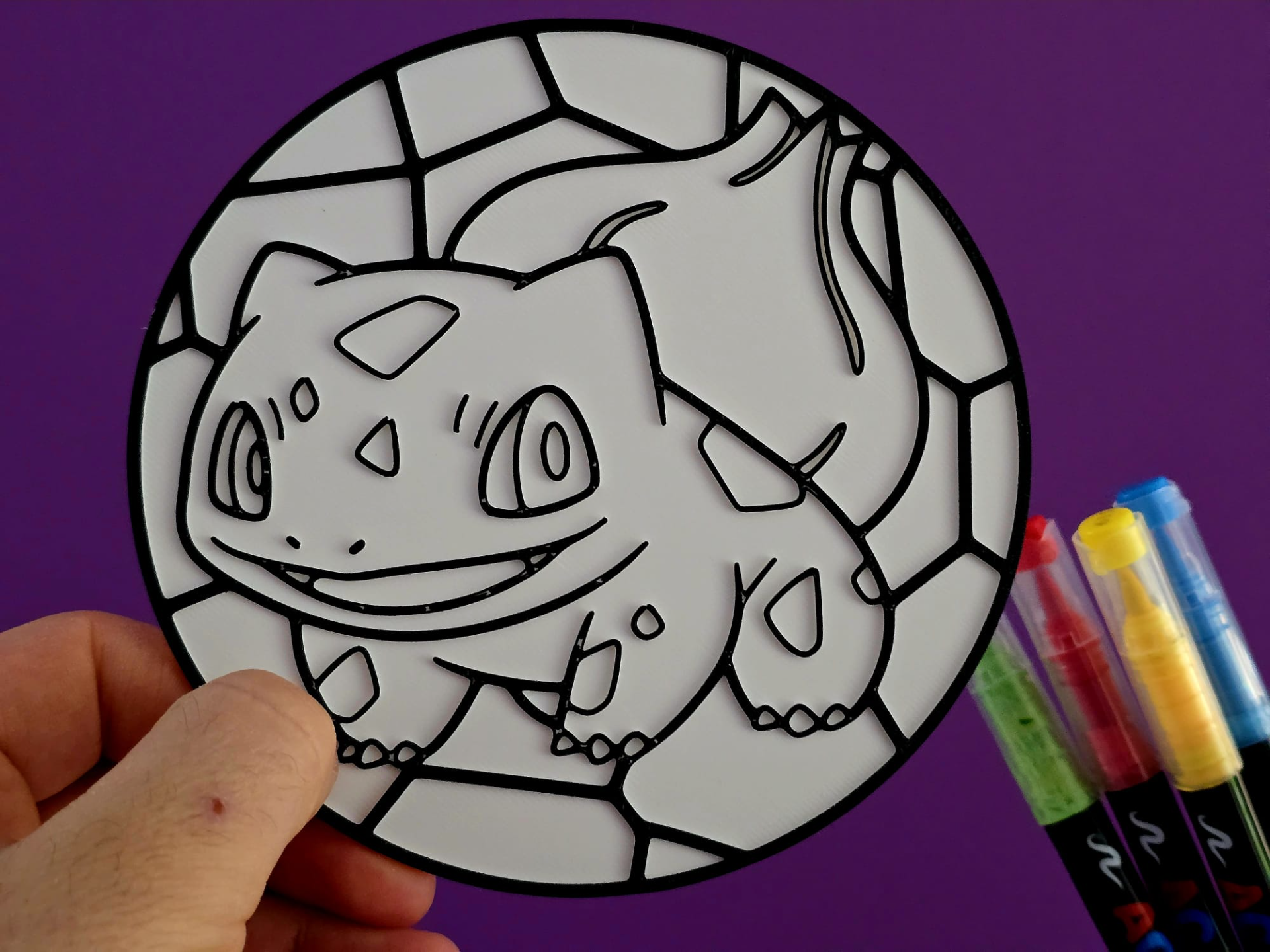 Bulbasaur Pokemon Stained Glass Coloring Craft DIY