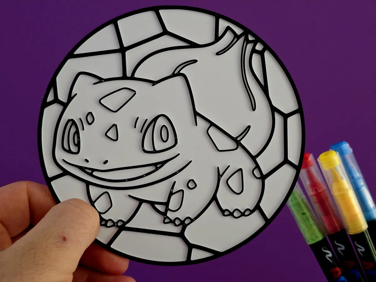 Bulbasaur Pokemon Stained Glass Coloring Craft DIY - Free 3D Print ...