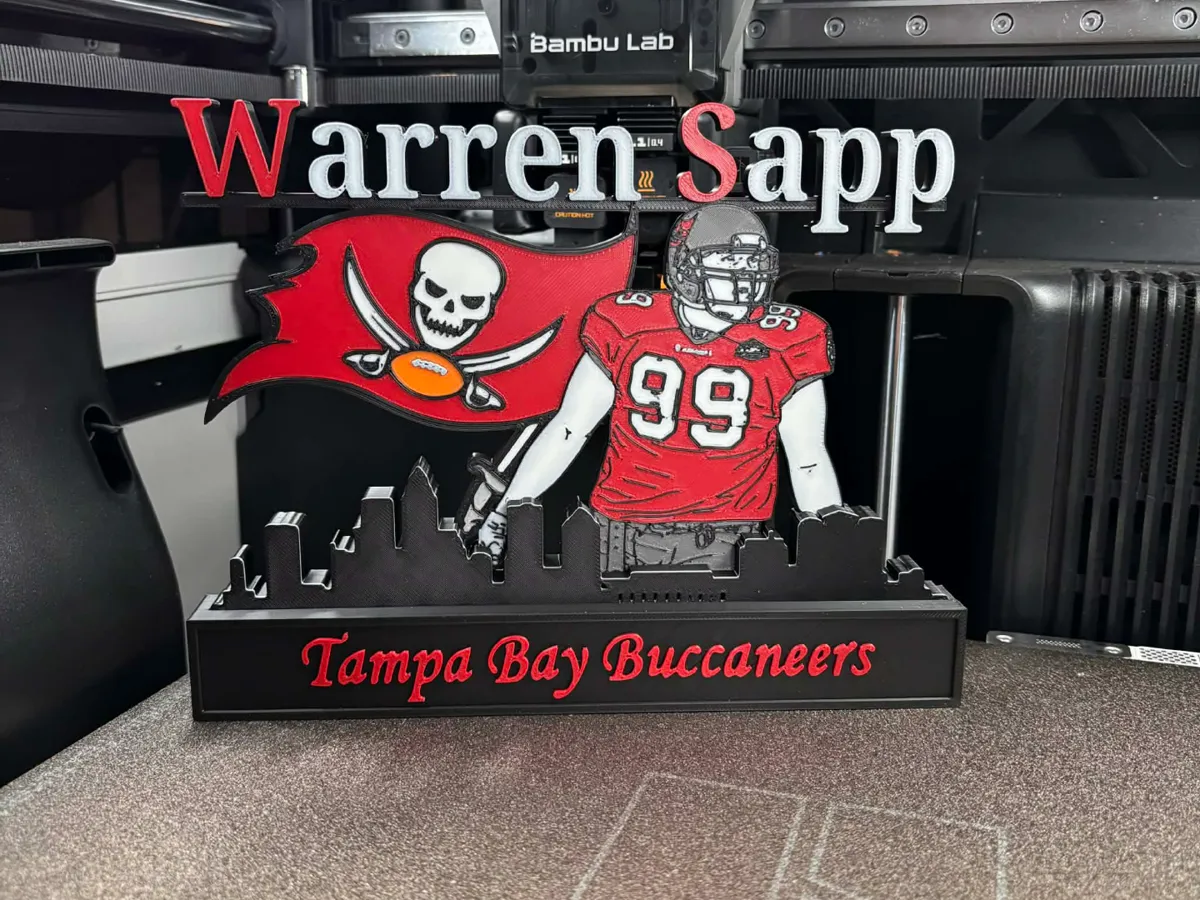 NFL - Tampa bay Buccaneers Warren Sapp display - Free 3D Print Model ...