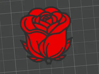 Keychain ROSE black and red