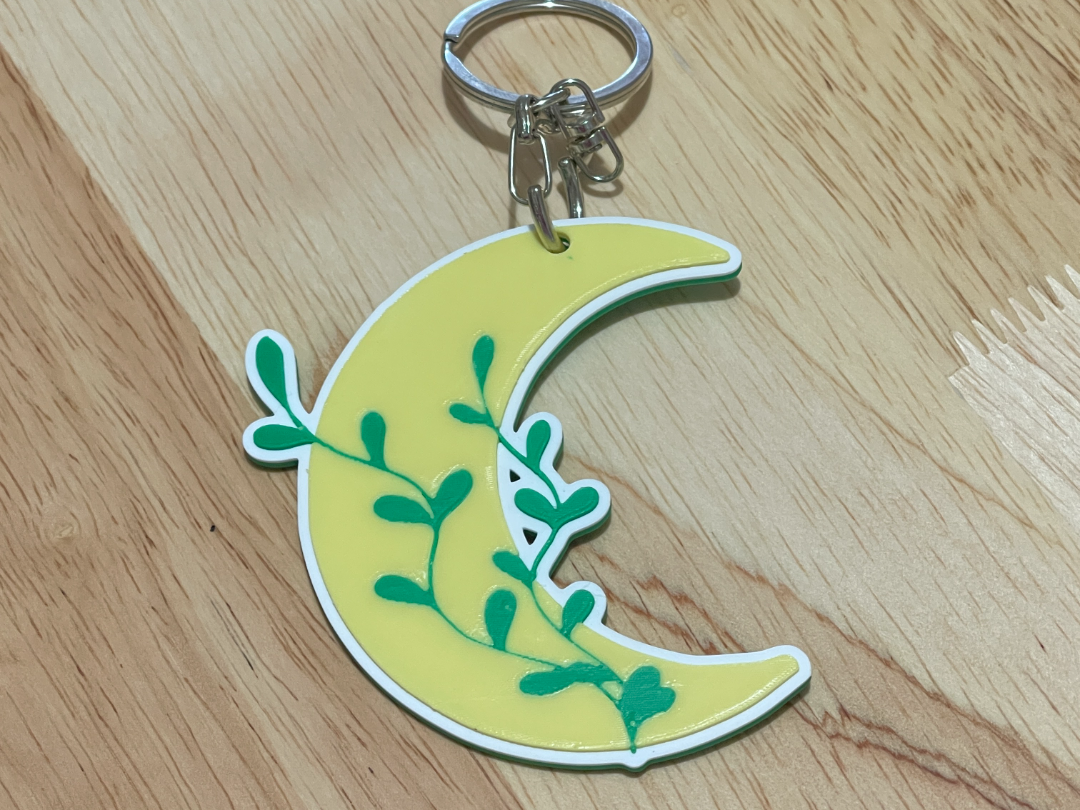 Botanical Moon Keychain 