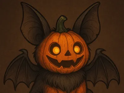Halloween Pumpkin Head Bat Little Monster 