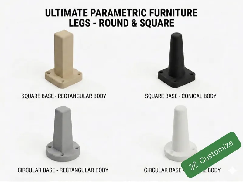 Ultimate Parametric Furniture Leg (Round & Square)