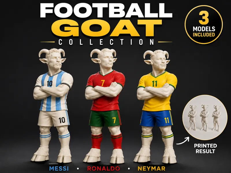 Football GOAT figures Messi, Ronaldo, Neymar 