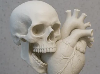 Skull and Heart – White Sculpture