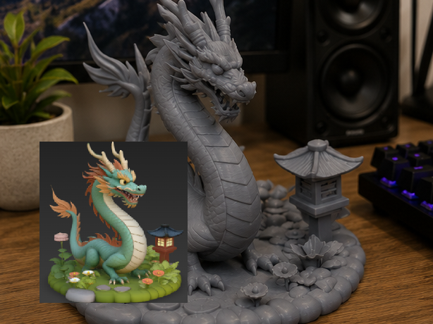 Oriental Dragon Figurine | Fantasy Desk Diorama