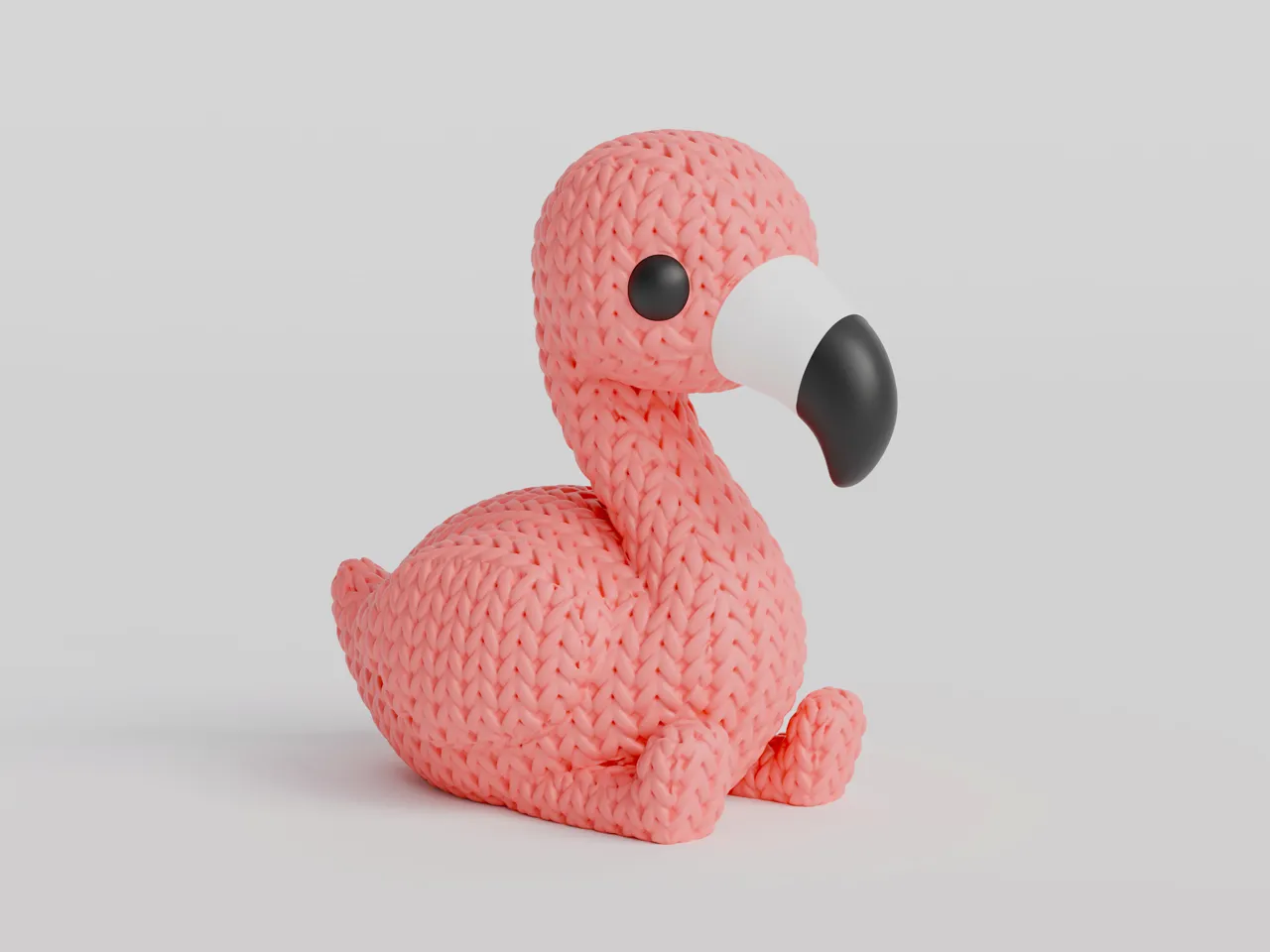 Knitted Flamingo view 4