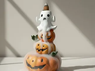 Incense Burner_Pumpkin Chaos with a Ghostly Twist