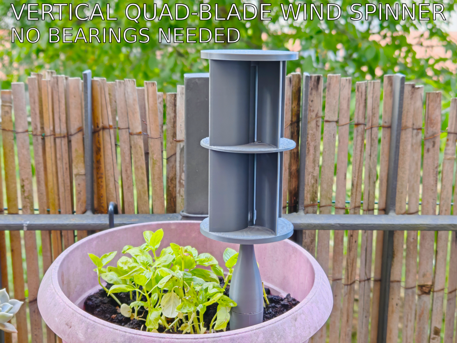 Vertical Quad-Blade Wind Spinner