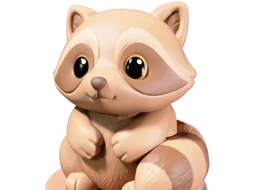 Cute Mini Raccoon – Support-Free - paintable-