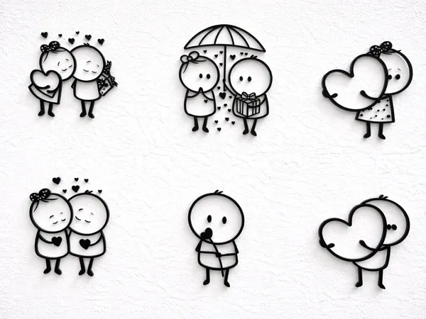 Collection déco murale minimaliste "Love Story" (6 pièces)