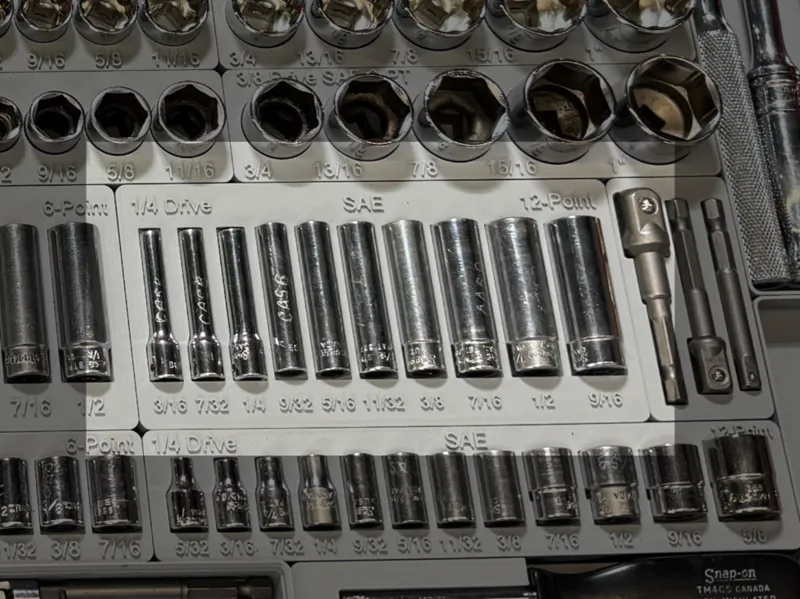 Snap-on SAE 1/4 drive 12-pt tall socket tray