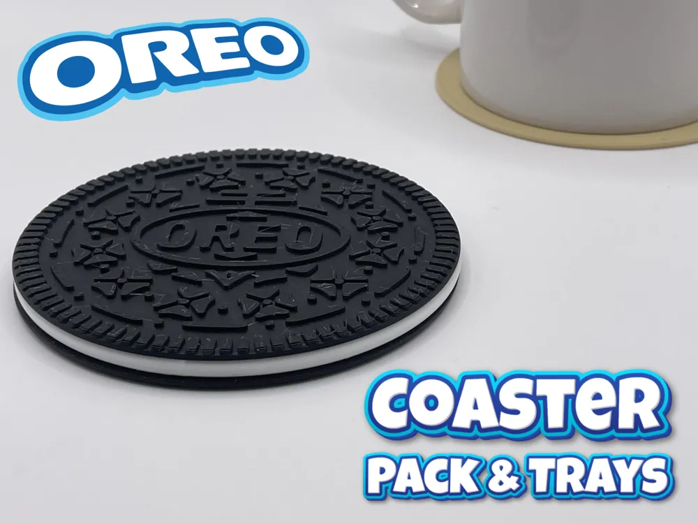 Oreo Cookie (Biscuit) Coaster Pack & Trays - Free 3D Print Model