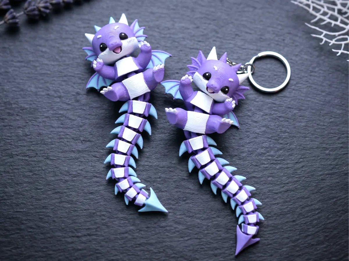 Cute Flexi Baby Dragon Toy / Keychain - Free 3D Print Model - MakerWorld