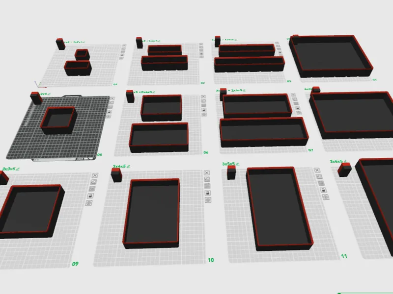 Gridfinity boxes x5 high (39.4mm)