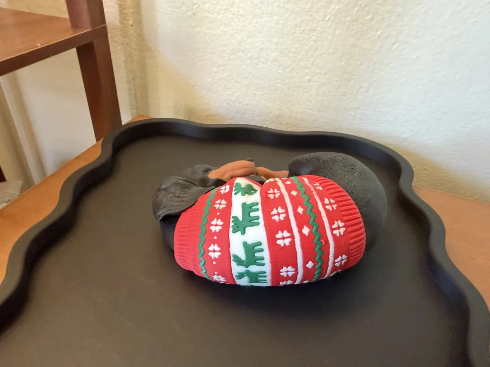 Sleeping Christmas Dachshund - Free 3D Print Model - MakerWorld