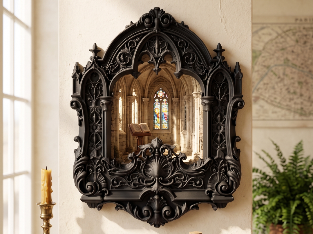 Gothic Rose Window Frame - The Cathedral Mirror