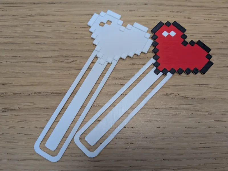 Minecraft-inspired Pixel Heart Bookmark