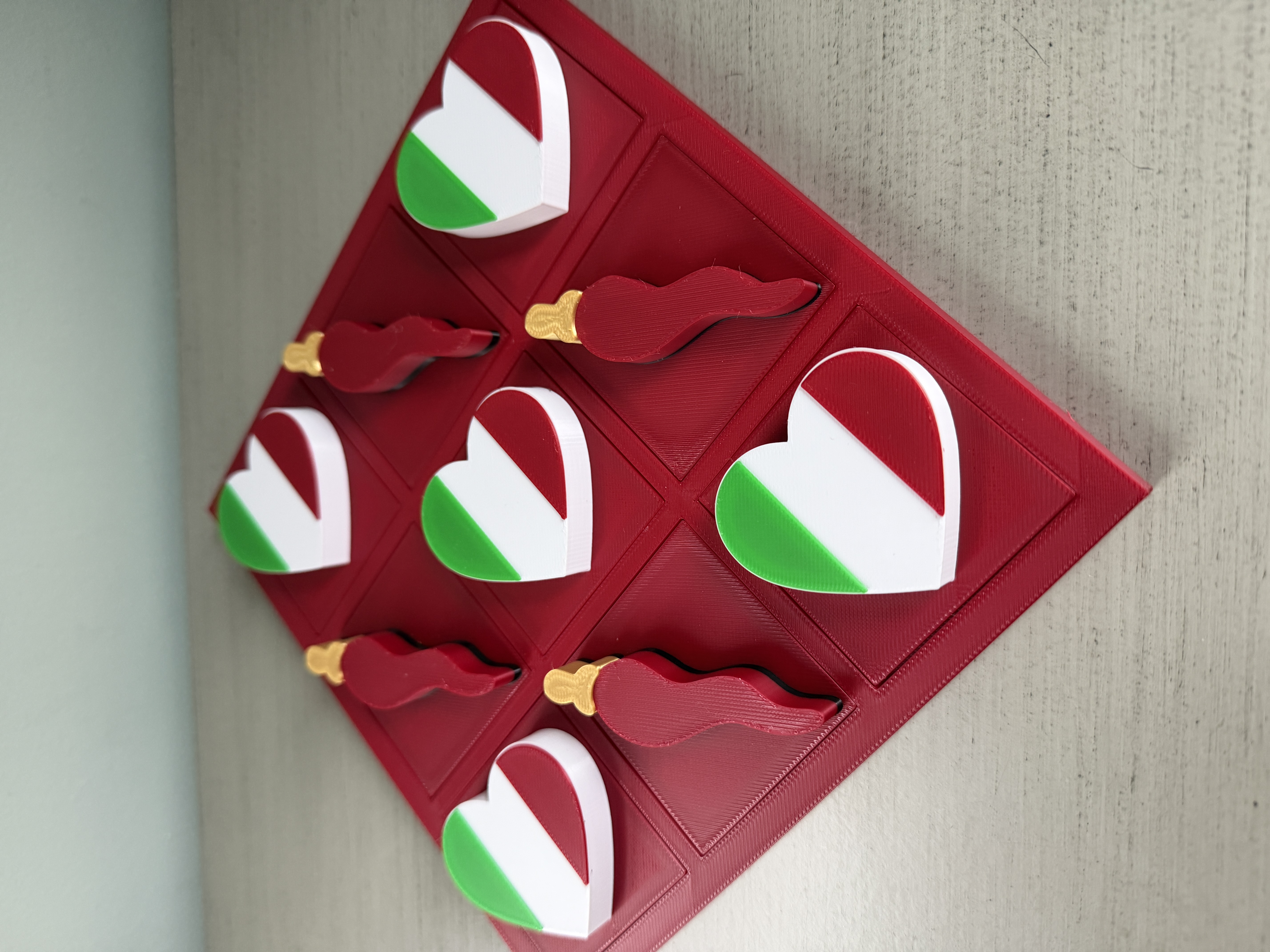 Italian Flag TicTacToe - Italy Corno Rosso - Free 3D Print Model