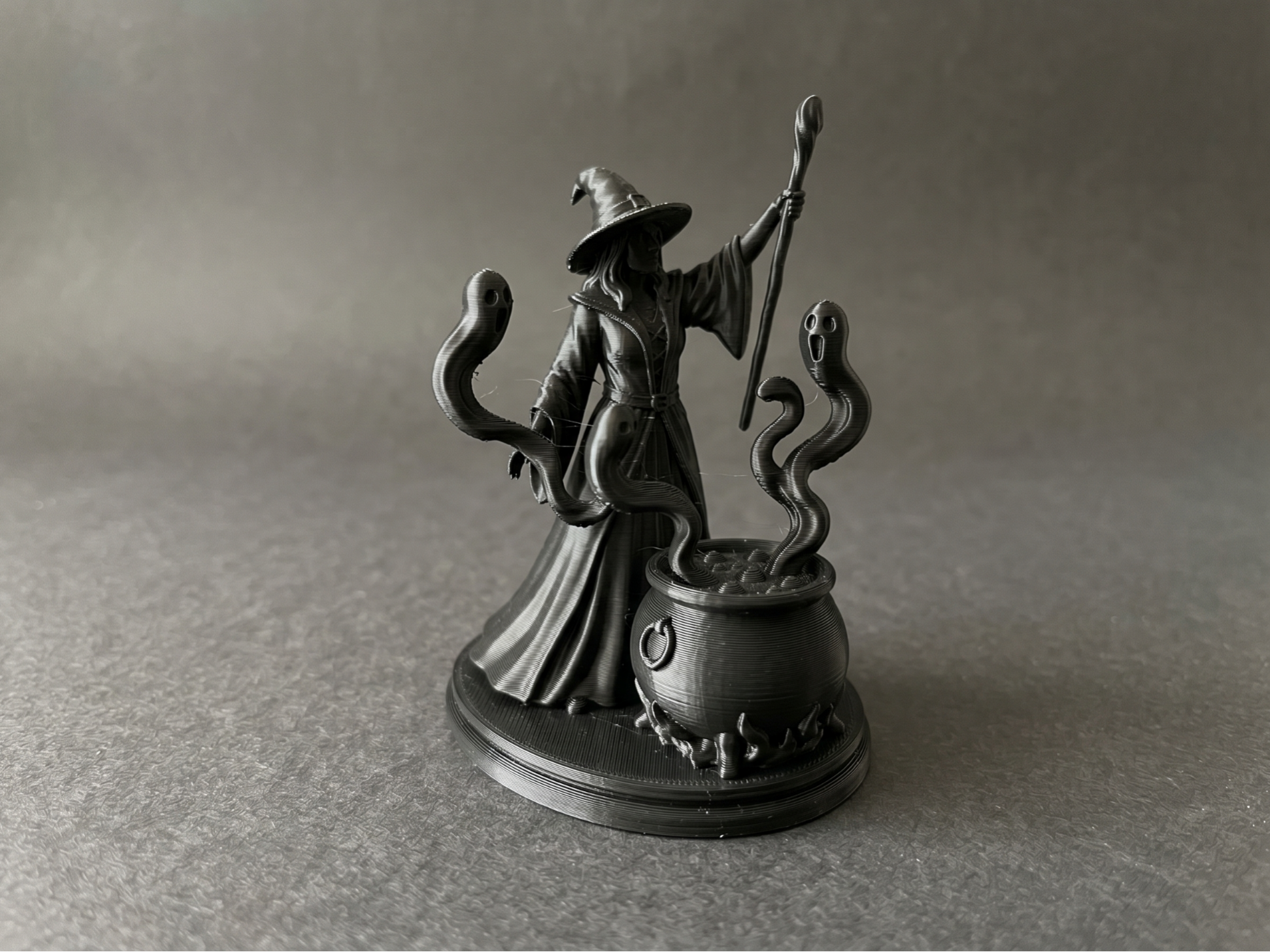 Witch with Cauldron and Spirits (Fantasy Figurine)