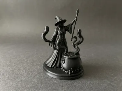 Witch with Cauldron and Spirits (Fantasy Figurine)