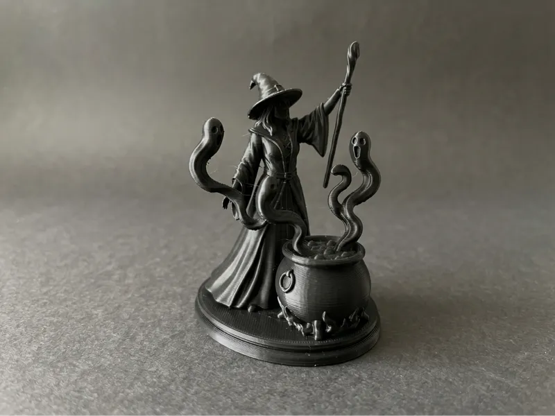 Witch with Cauldron and Spirits (Fantasy Figurine)