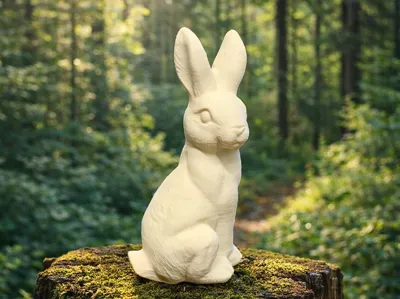 Realistic Sitting Easter Bunny