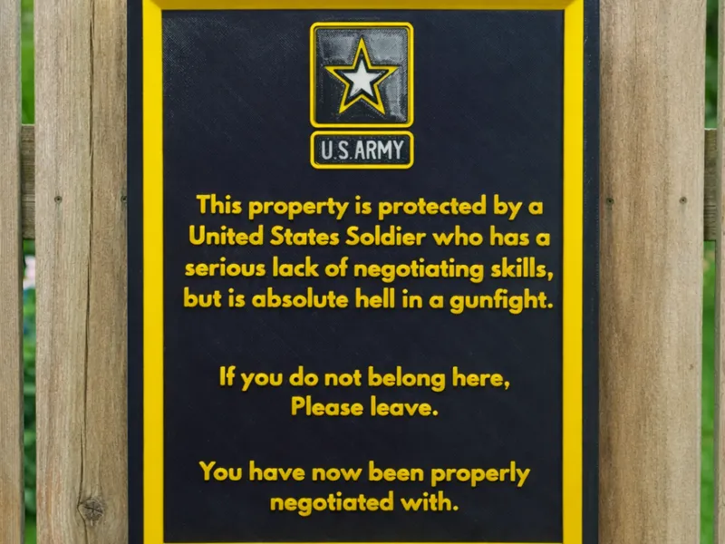 US Army Protected Property Sign