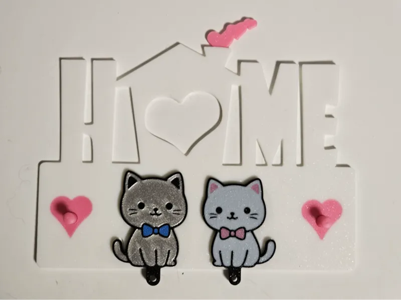 Cat Couple Keychains and Keychain Holder