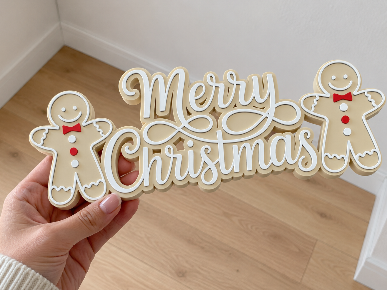 Gingerbread Man Merry Christmas Sign Cute Decor - 1