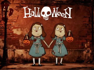 Halloween-The Shining Sisters Refrigerator Magnet