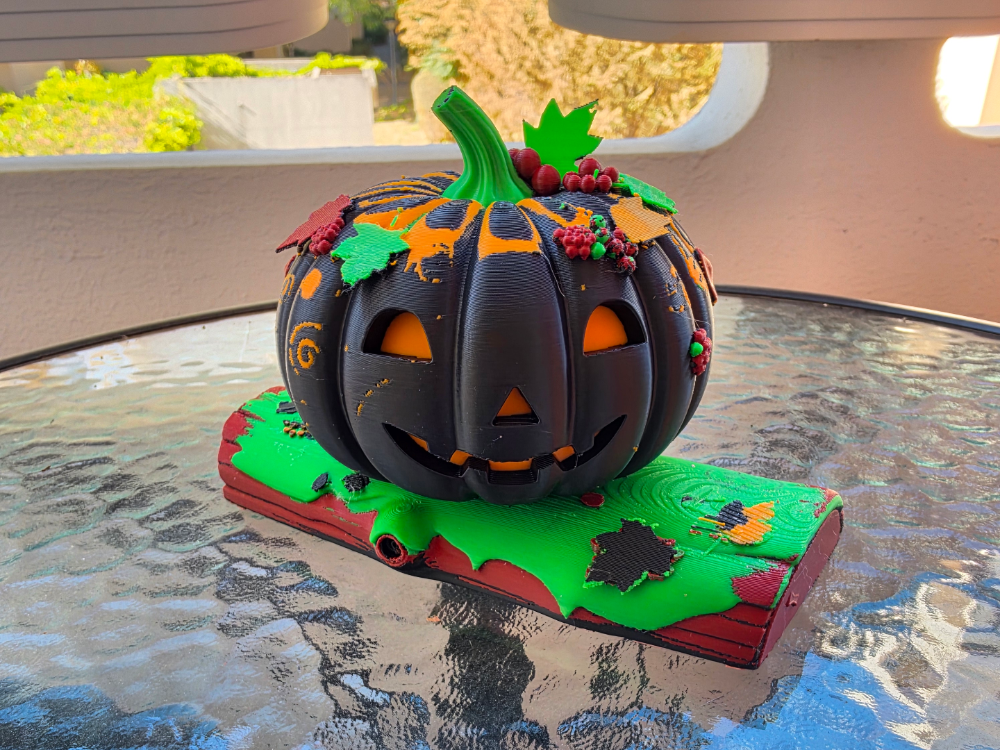 Citrouille d'Halloween ténébreuse et son tronc 3D model