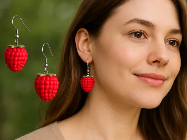 Raspberry Earrings - Fruit Cute Printable Jewelry