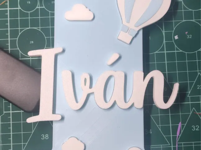 Inicial con nombre Iván y decoración