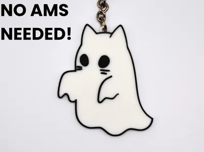 Cute Halloween Ghost Cat Keychain Keyring - Free 3D Print Model ...