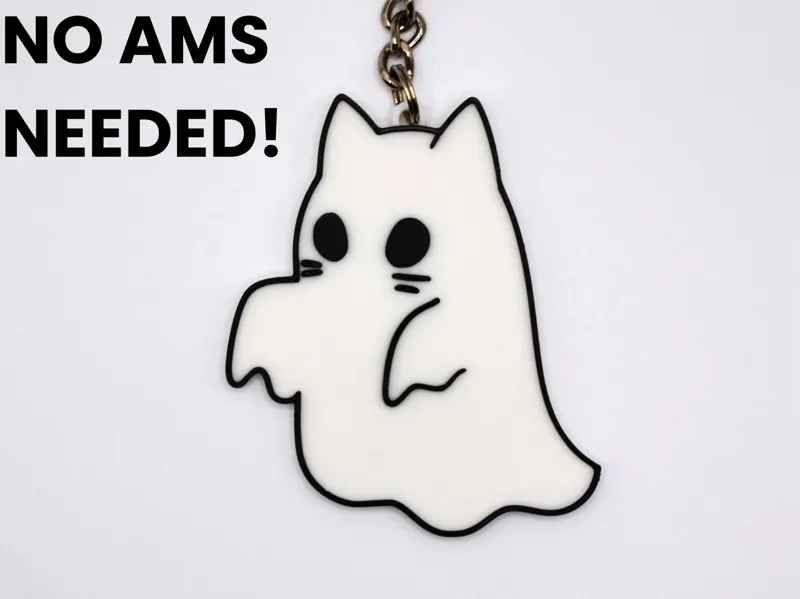 Cute Halloween Ghost Cat Keychain Keyring