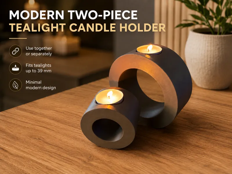 Modern Two-Piece Tea Light Candle Holder