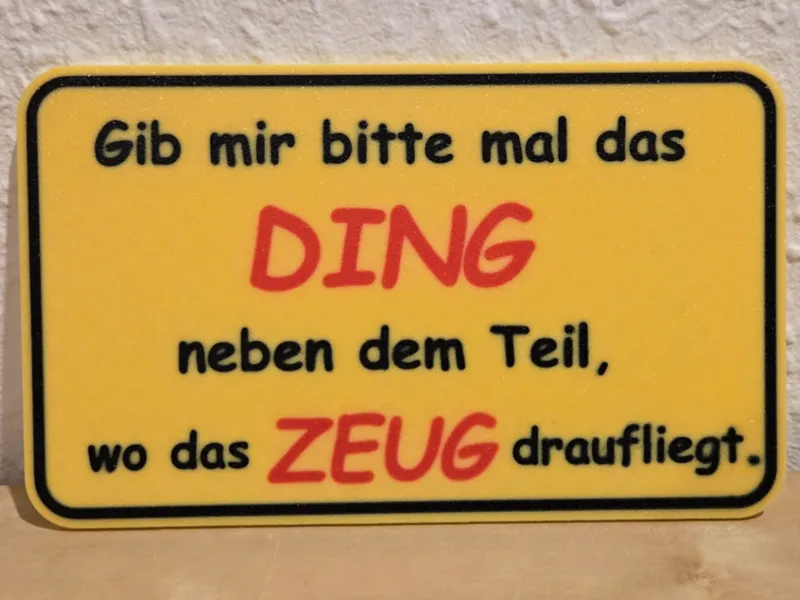 Lustiges Schild " Gib mir bitte das DING "