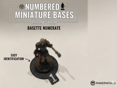 Numbered Bases for Miniatures - 25mm & 50mm