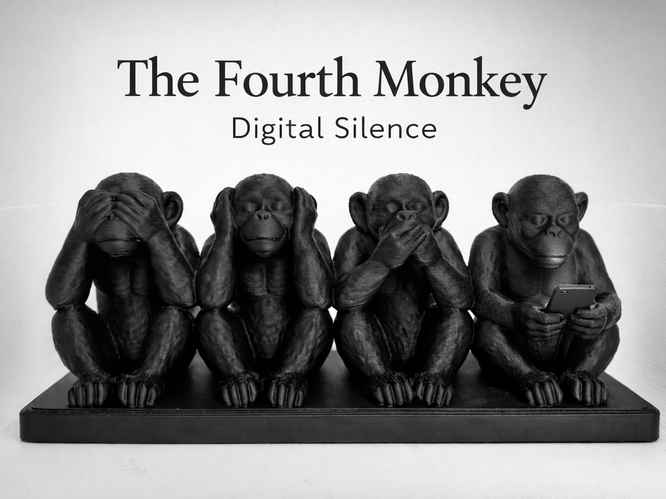 The Fourth Monkey Digital Silence Art Sculptur
