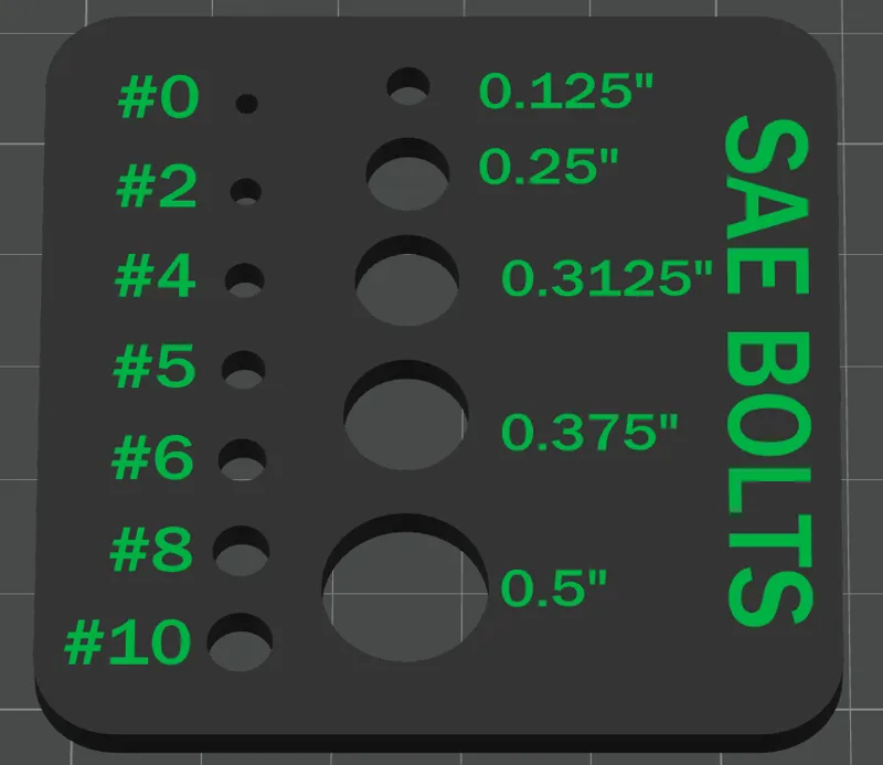 SAE Thread Gauge Size Tool
