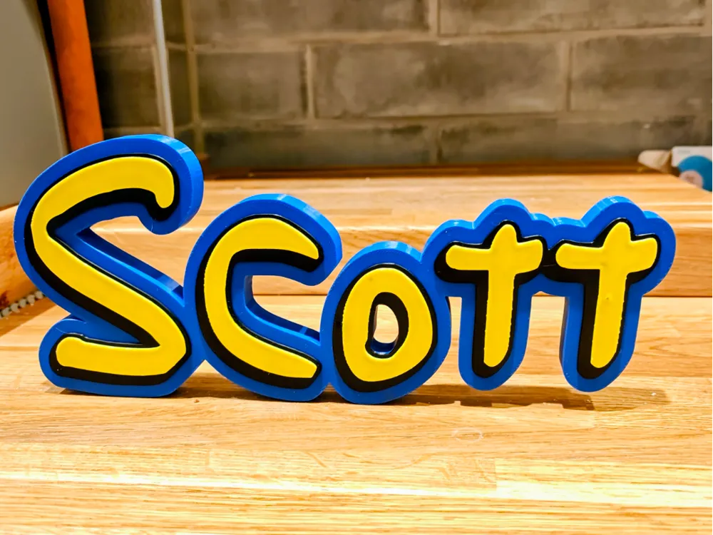 Simpsons font ***SCOTT*** - Free 3D Print Model - MakerWorld